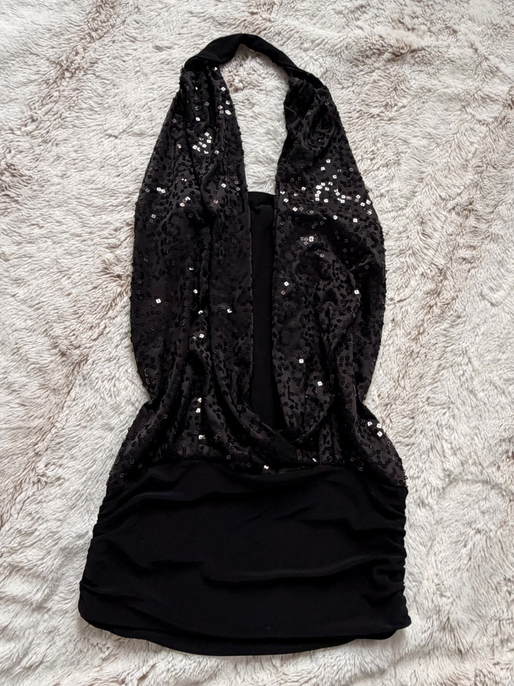 Vintage Y2K Tattoo McBling Jersey Shore JWoww Going Sequin Halter Top Mini Dress